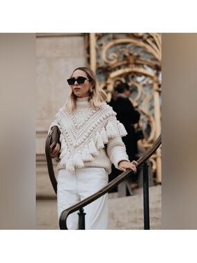 ZIMMERMAN Kaleidoscope Pompom Embellished Crocheted Wooll Turtleneck Sweater